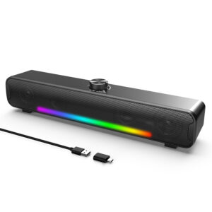 ONIKUMA L16 Bluetooth-compatible Speaker with RGB Light, Powerful Computer Speaker Portable Soundbar for TV Home Theater PC Gaming